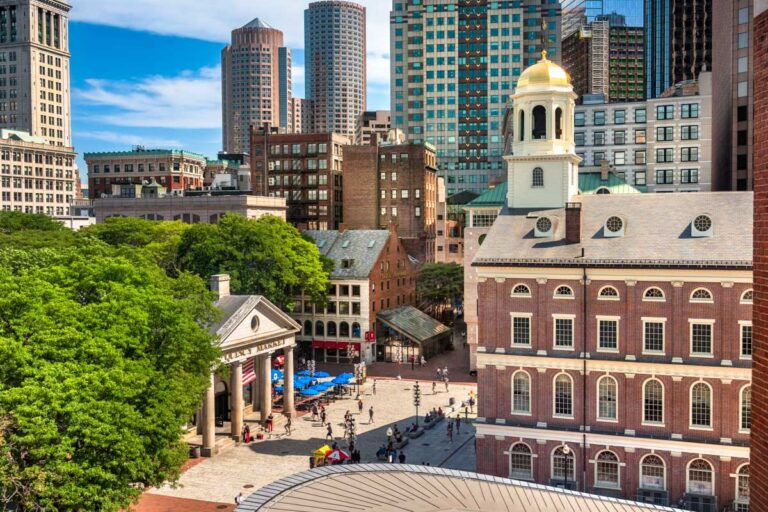 Looking down into Boston Massachusetts