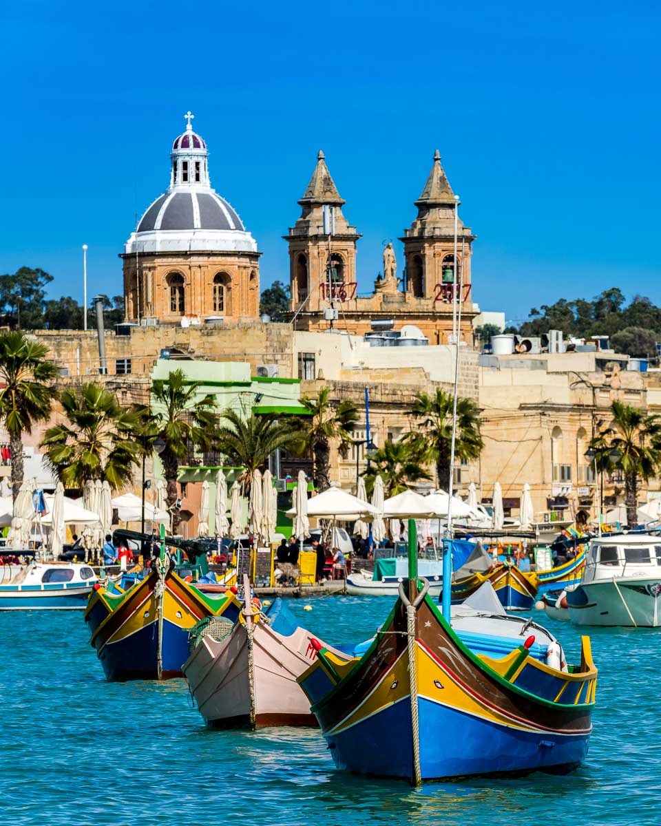 Marsaxlokk Harbour seen on a tour from Valletta Malta