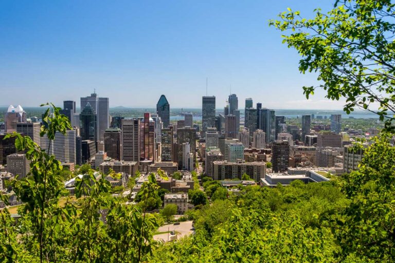 Montreal skyline from Mount Royal in Montreal Quebec