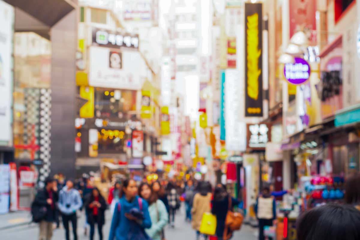 Myeongdong Shopping Street in Seoul South Korea
