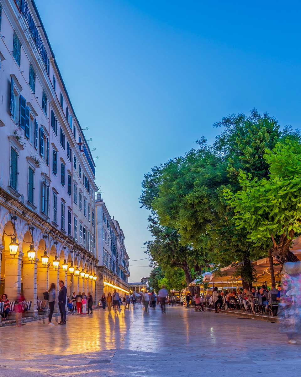 Old Town Corfu Greece in the evening