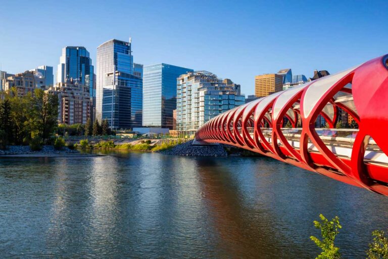 Peace Bridge across Bow River in Calgary Canada