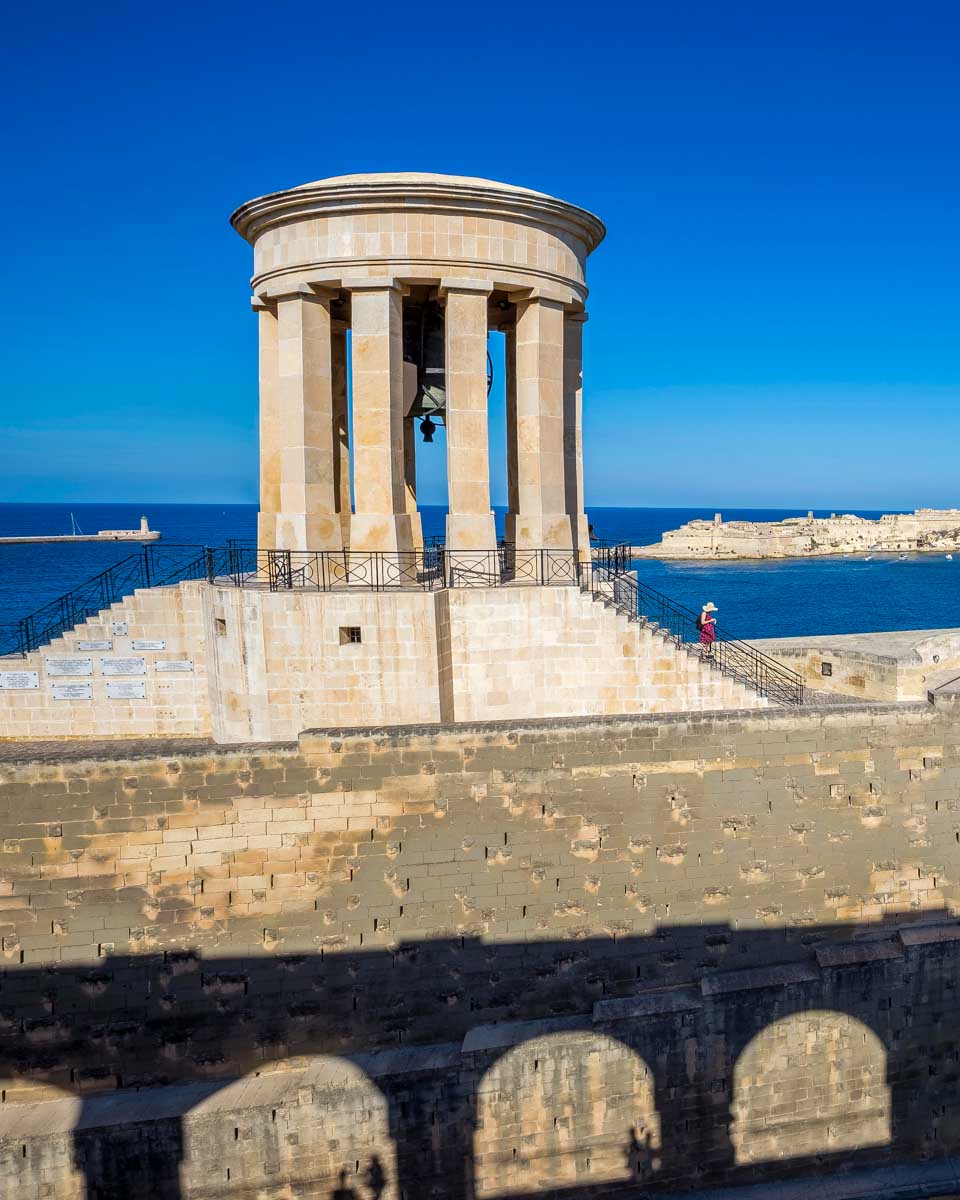 Siege Bell War Memorial seen on a walking tour of Valletta Malta