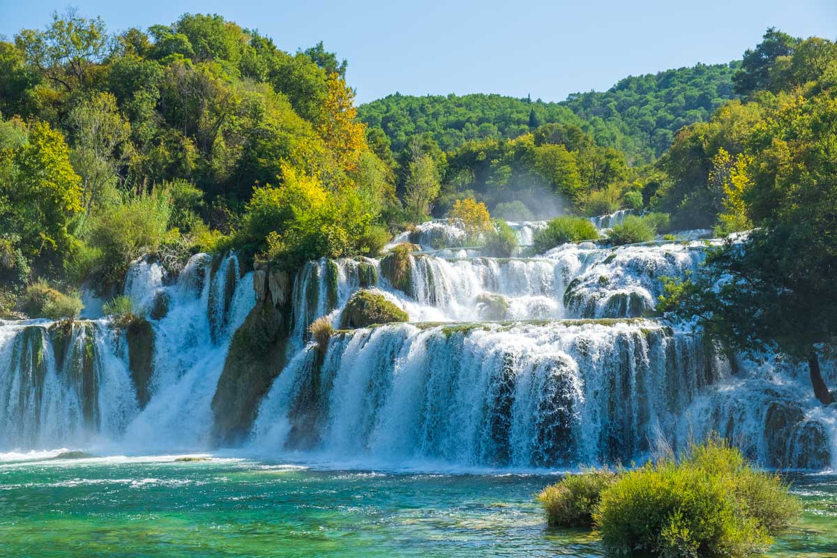 Skradinski Buk waterfall in Krka national park seen on a trip from Split Croatia