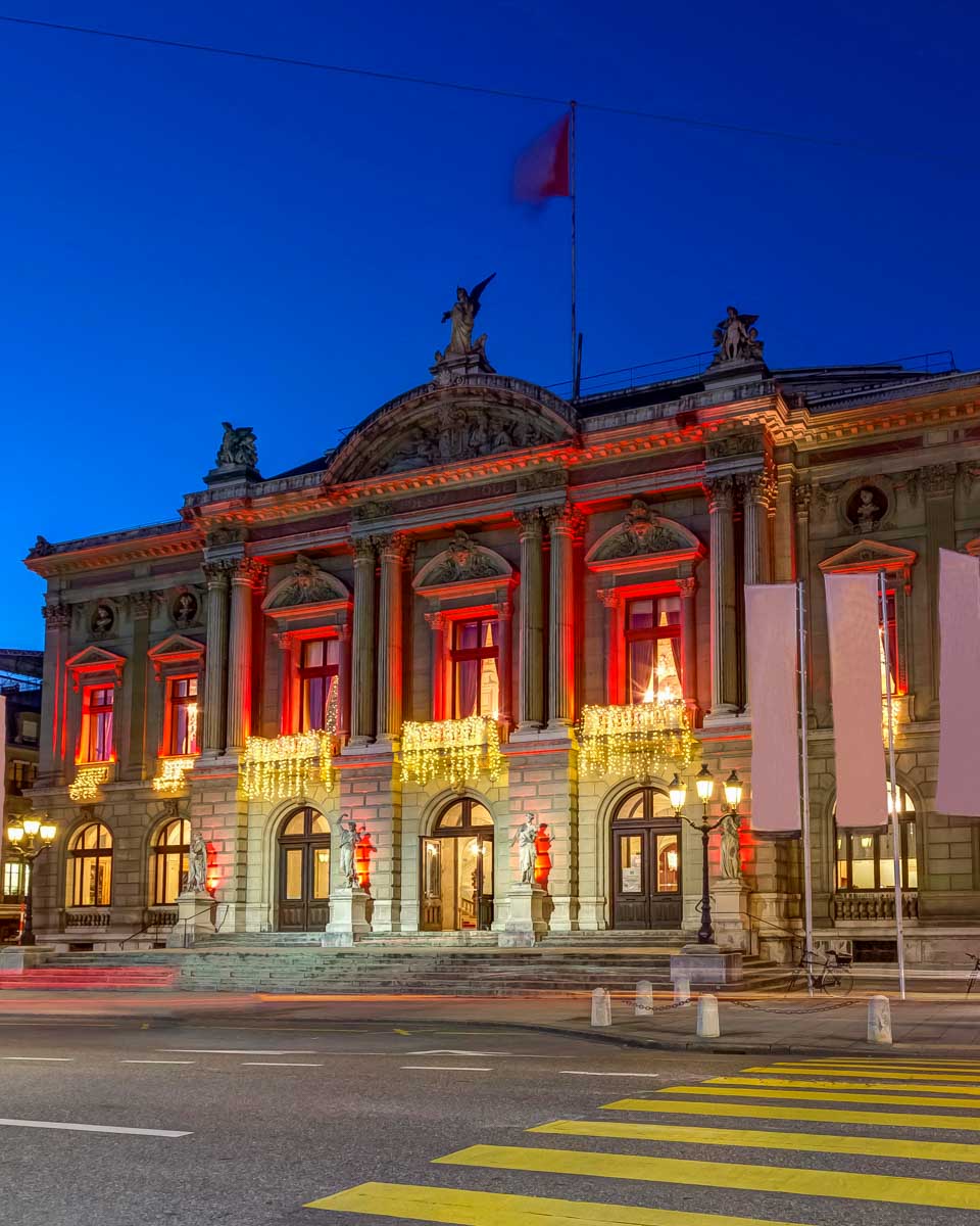 The Grand Théâtre de Genève seen on a fondue dinner tour in Geneva Switzerland