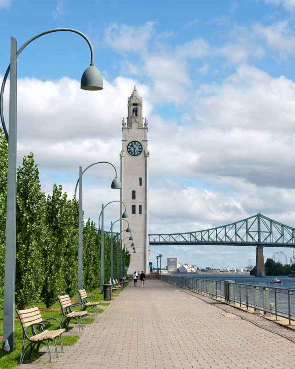 The-Old-Port-Boardwalk-and-clocktower-in-Montreal-Quebec