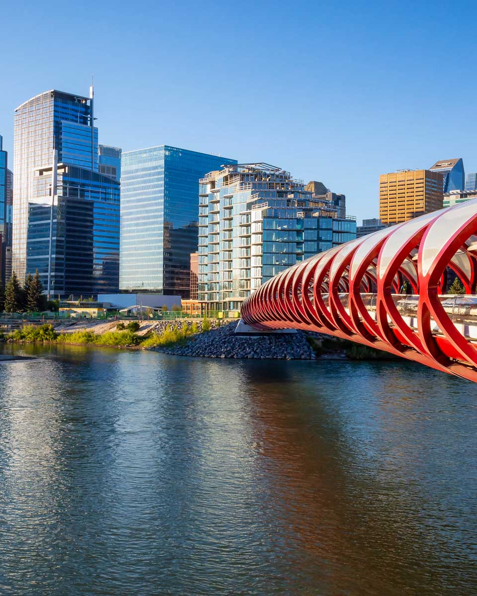 The Peace Bridge over the Bow River in Calgary Alberta