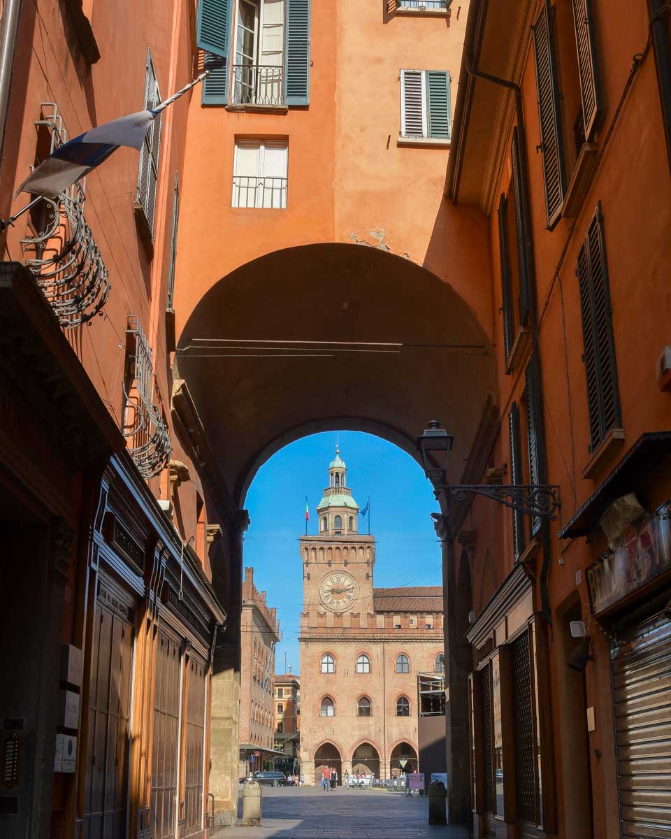 The Piazza Maggiore in Bologna Italy