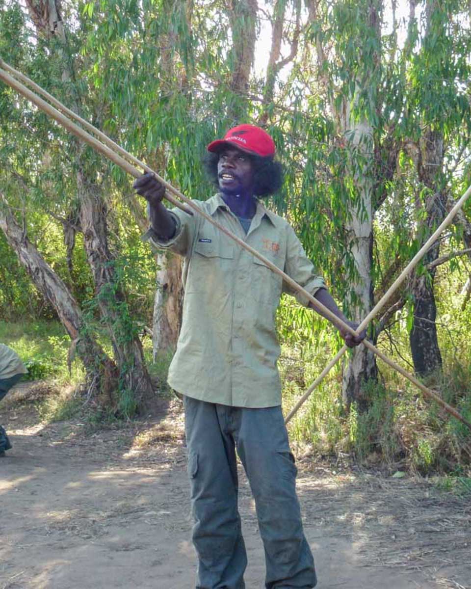 A-local-aboriginal-man-shows-how-to-hunt-on-a-tour-from-Cairns-Australia