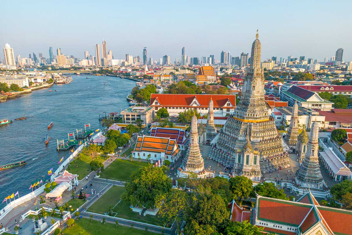 Aerial cityscape view of Bangkok Thailand