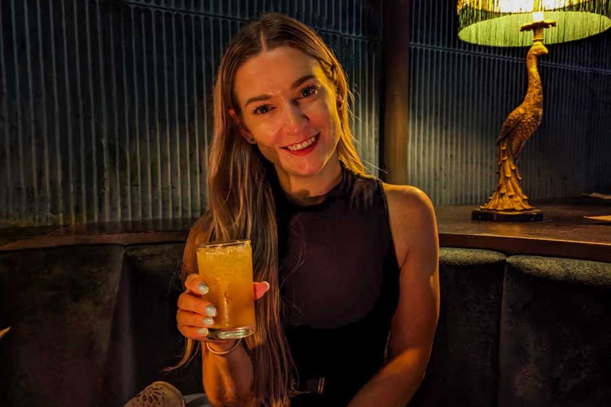 Bailey-drinks-a-cocktail-in Sydney Australia