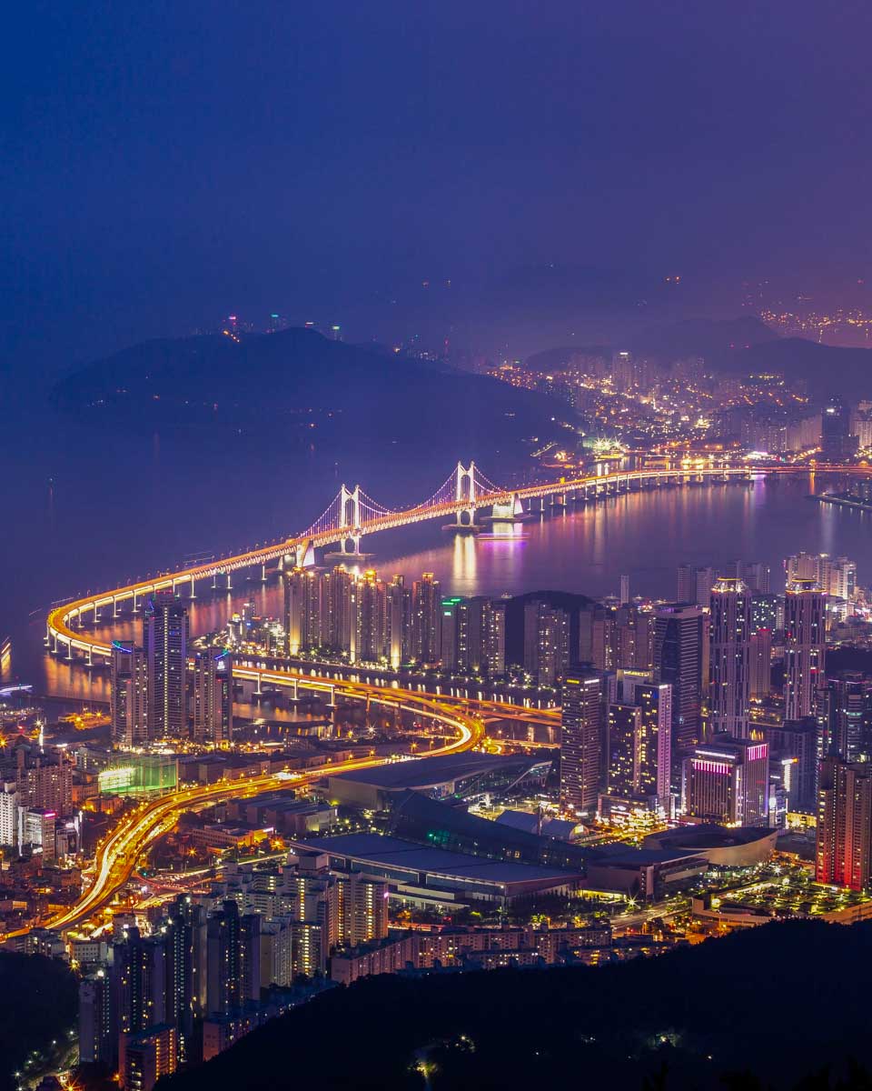 Busan seen from a nearby mountain on a tour of Busan South Korea