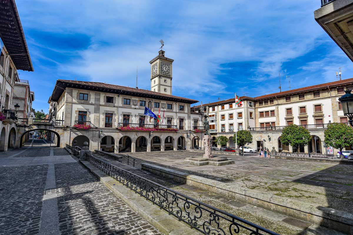 Guernica, Spain town square seen on a tour from Bilbao Spain