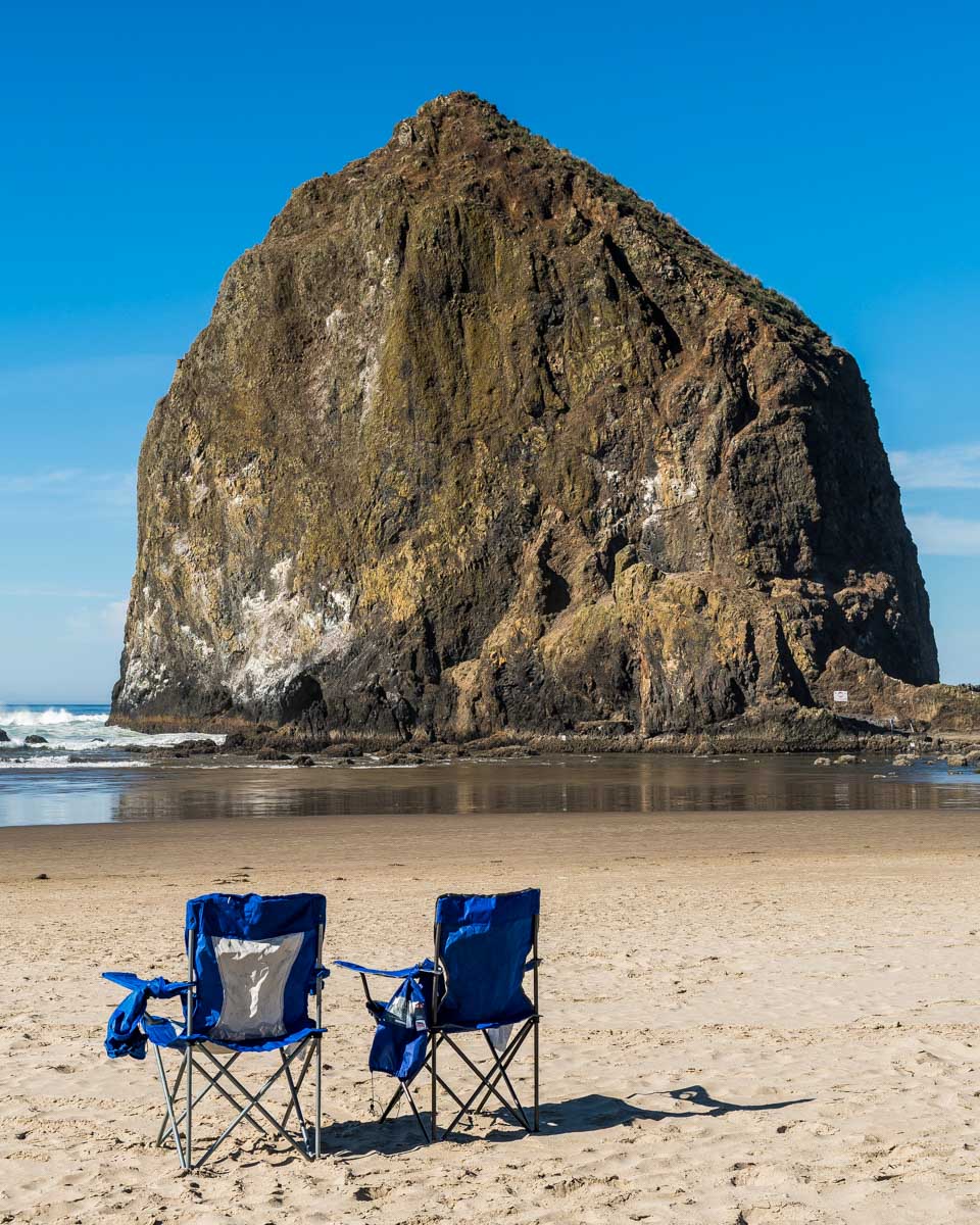 Haystack Rock seen on a beach tour from Portland Oregon