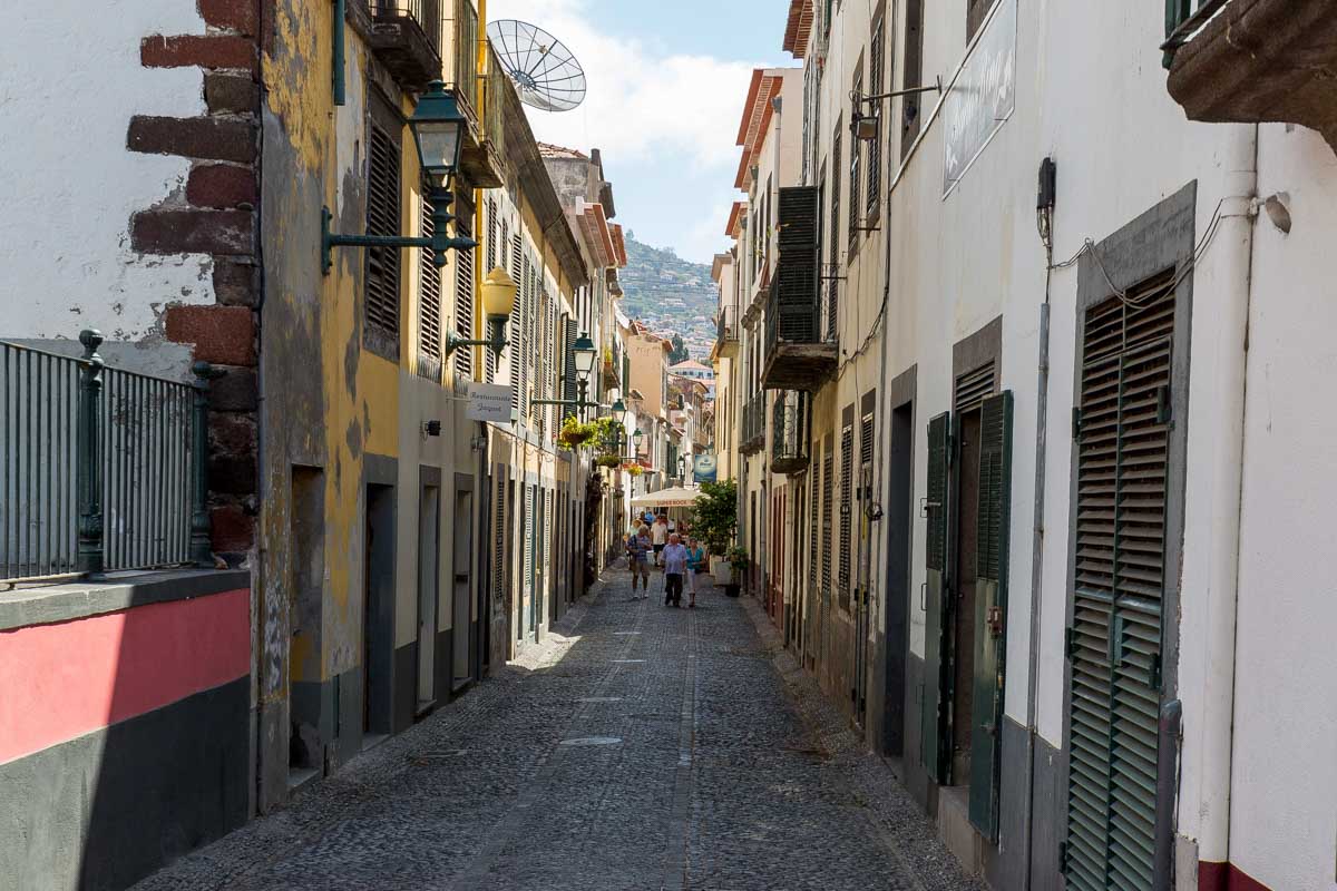 Santa Maria Street in Funchal town on Madeira Island Portugal