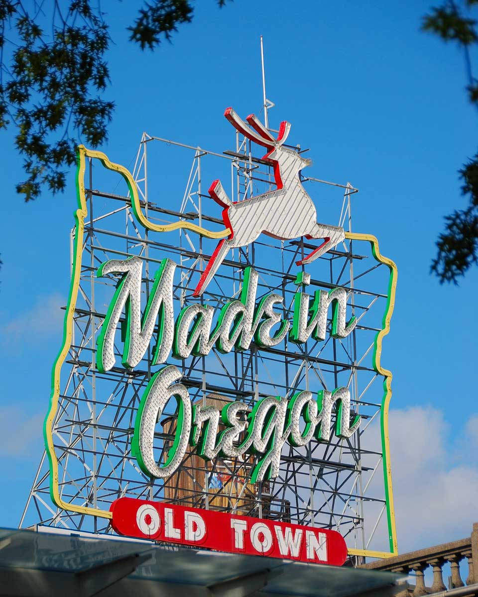 Sign in Portland Oregon near the farmers market seen on a bike tour