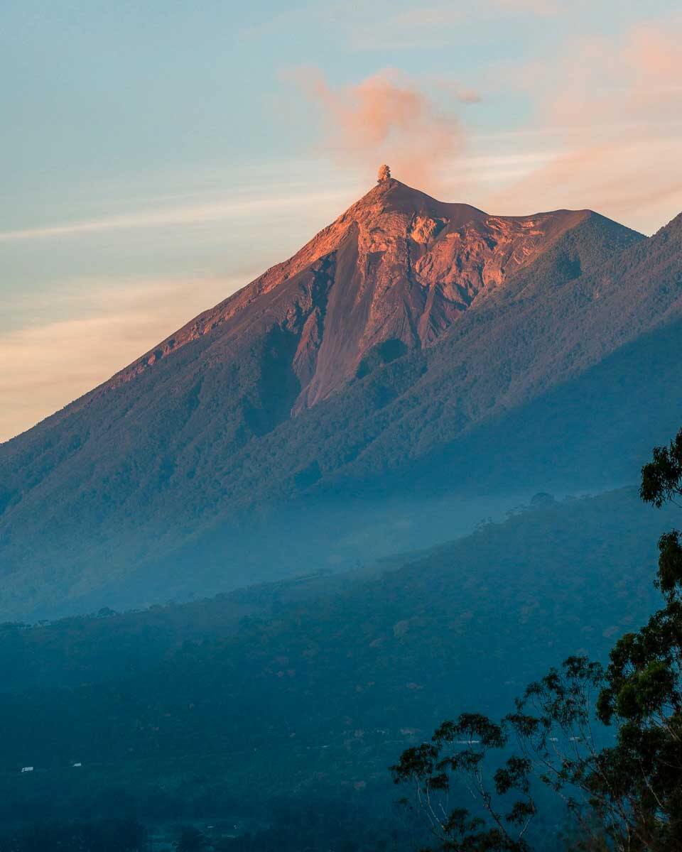 Subset and a mountain seen on an ATV tour from Antigua Guatemala