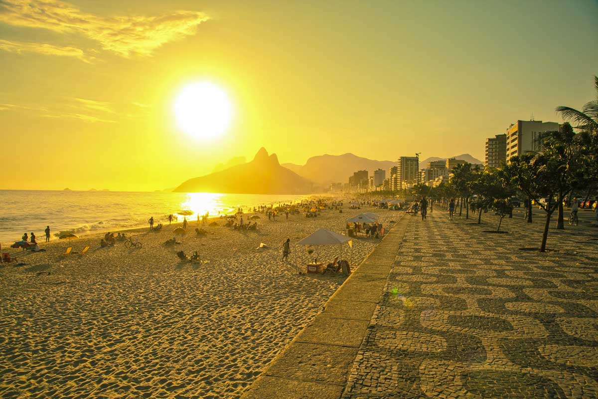 Sunset on Ipanema Beach Rio de Janeiro Brazil