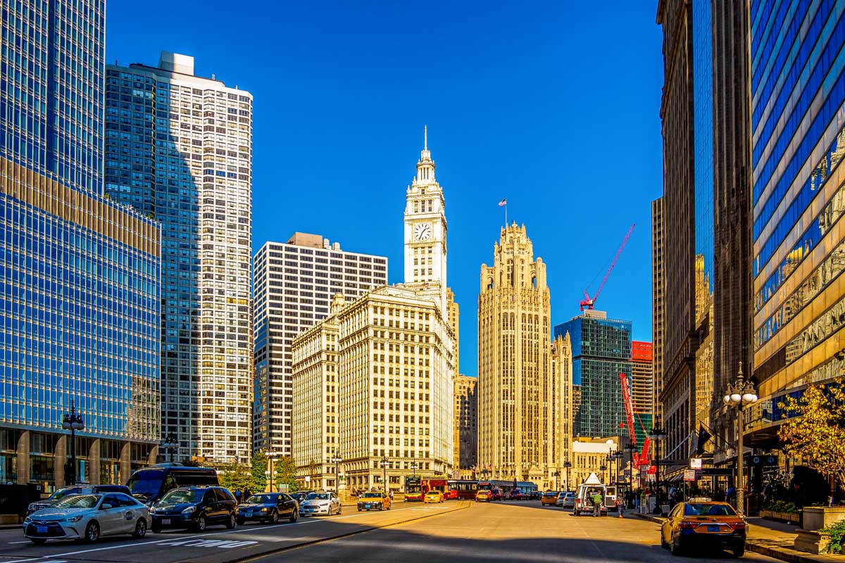 The Magnificent Mile in the morning Chicago Illinois