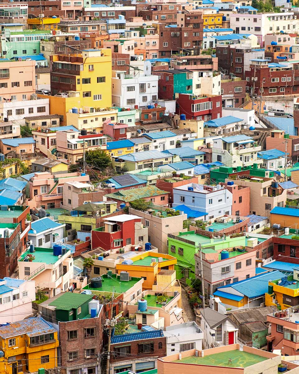 The colorful Gamcheon Culture Village seen on a tour of Busan South Korea