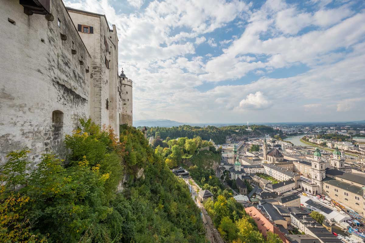 The view from Salzburg Fortress seen during a concert and dinner tour in Salzburg Austria