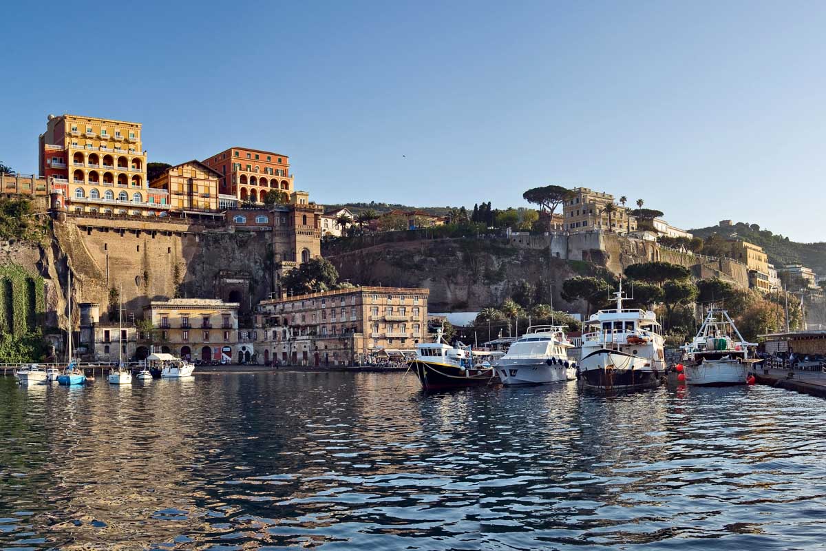 The view from the boat coming into Marina Piccola, Sorrento, Italy