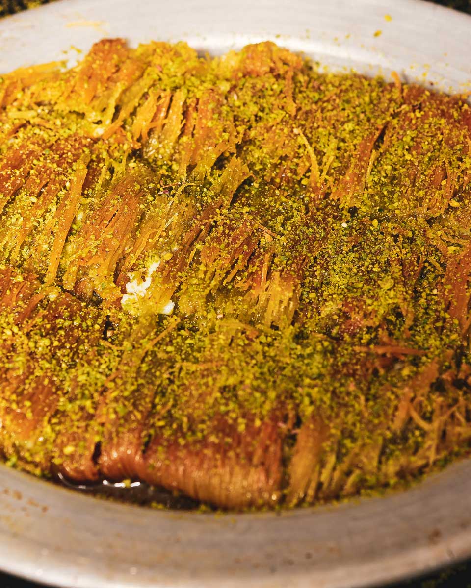 Turkish dessert kunefe eaten in Istanbul Turkey