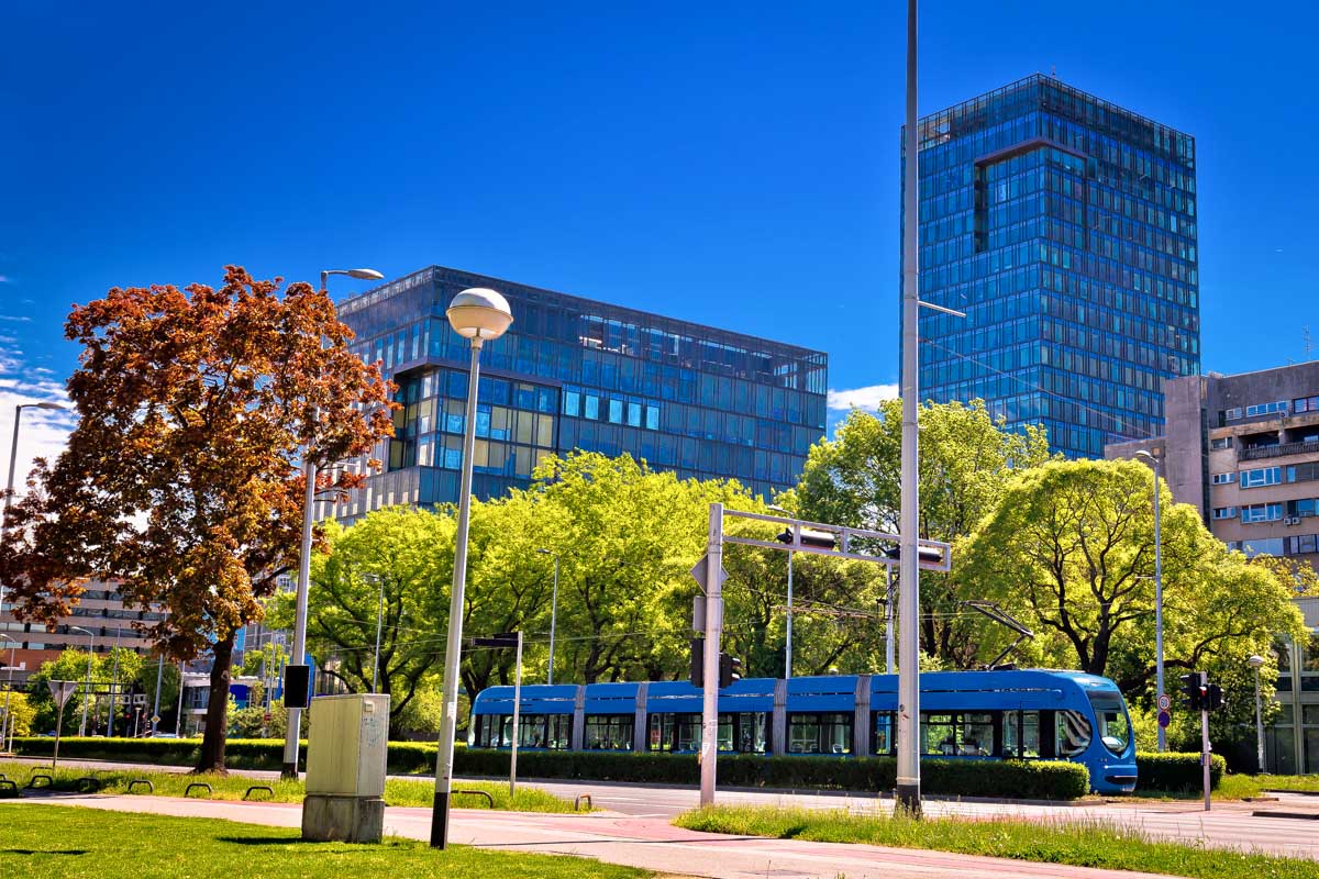 View of public transportation in Zagreb Croatia