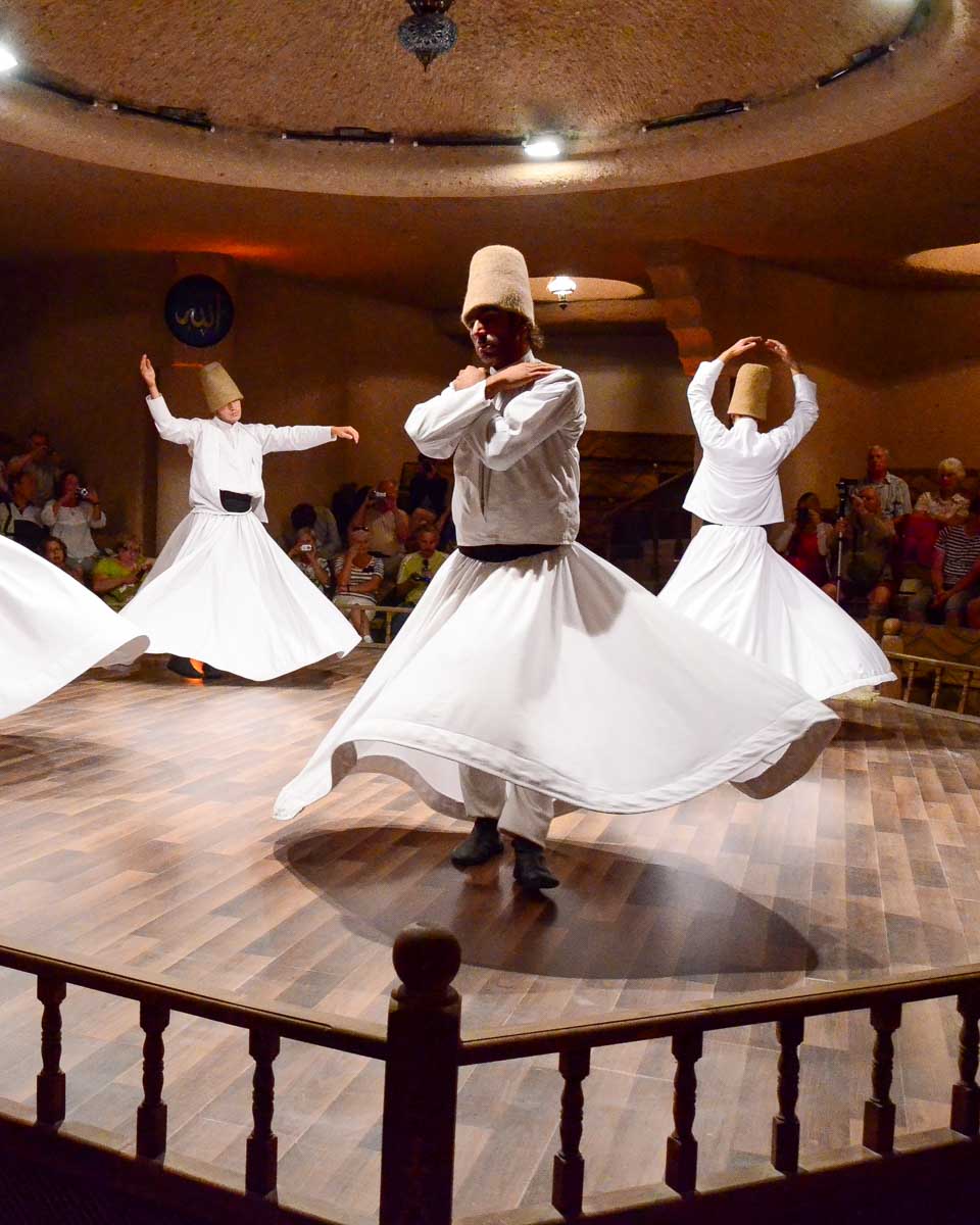 Whirling dervish dance seen on a tour of Istanbul Turkey