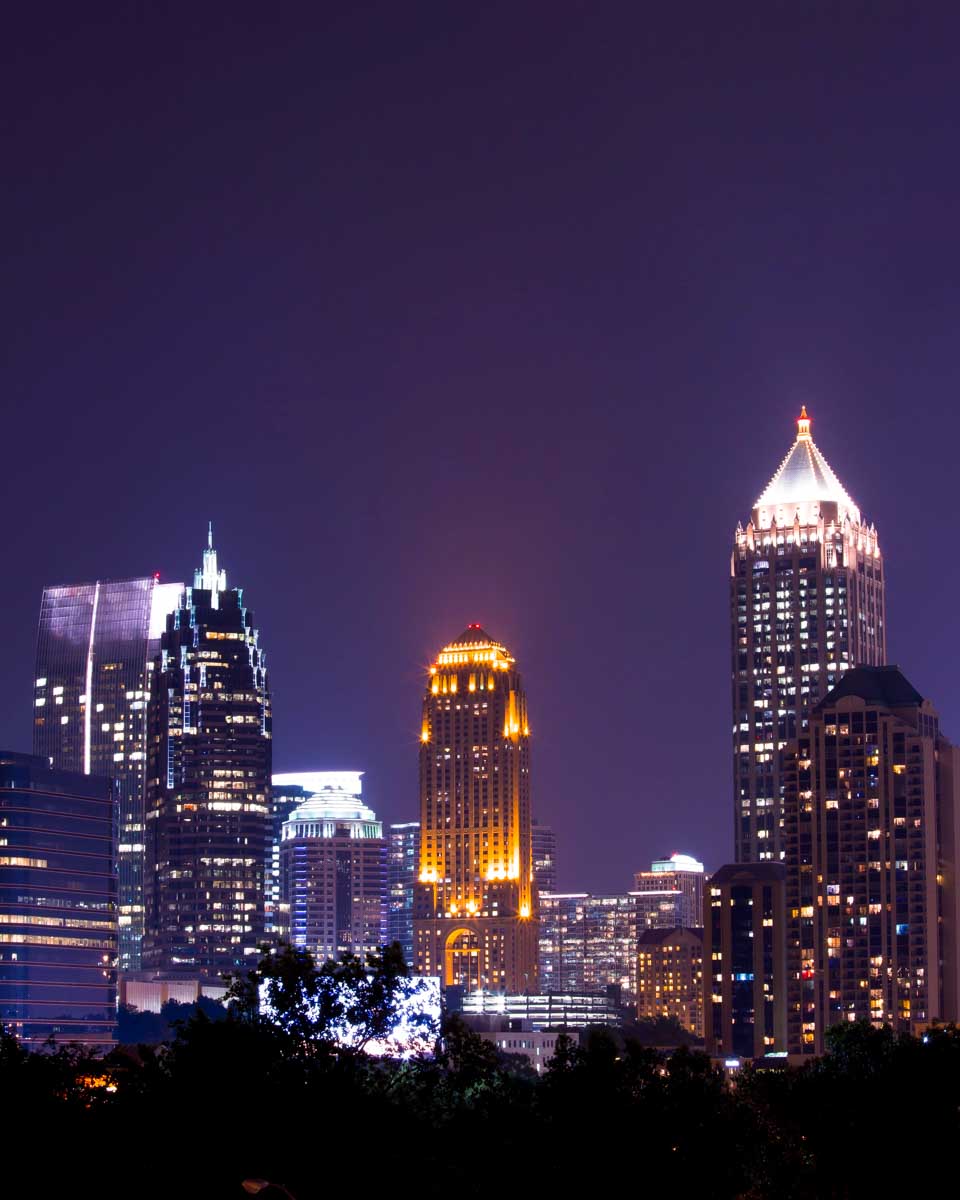 Atlanta Georgia at night seen on a tour