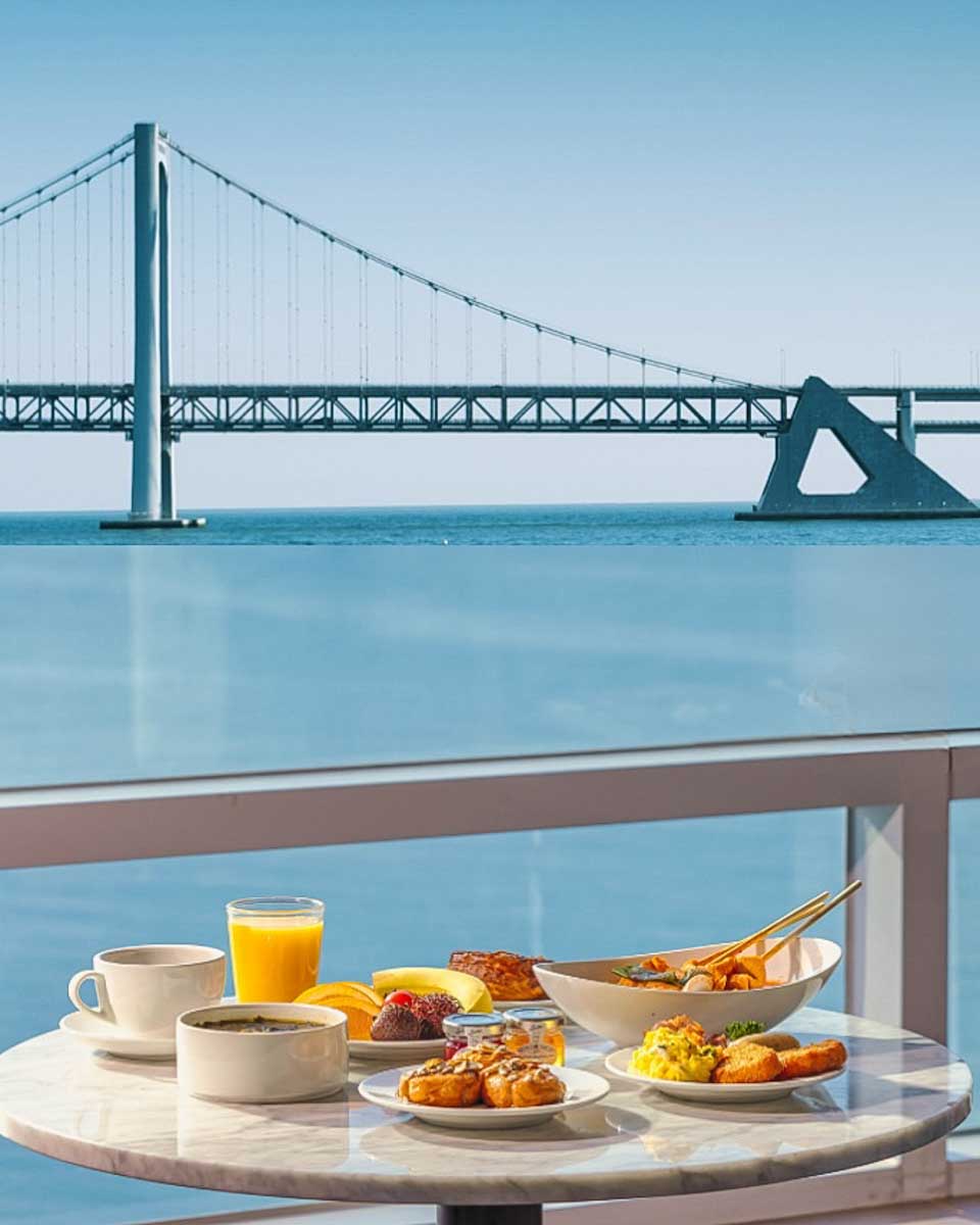 Breakfast with a view at the Kent Hotel Gwangnlli by Kensington in Busan