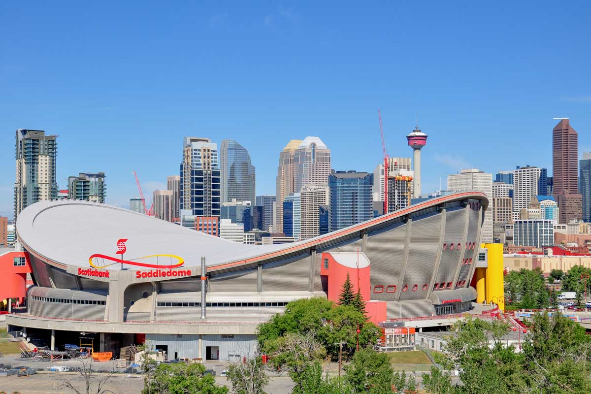Calgary hockey arena seen on a bike tour of Calgary Alberta Canada