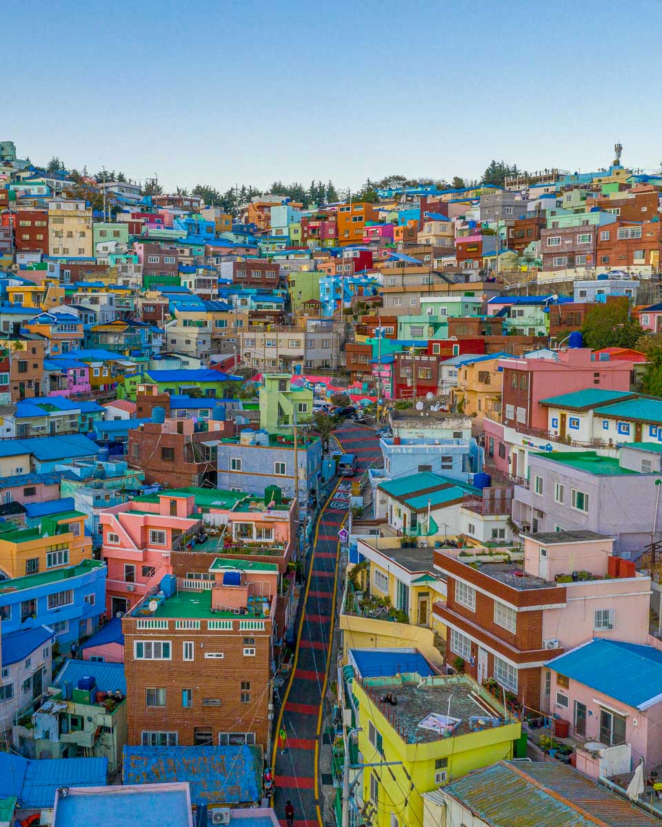 Colorful Gamcheon Culture Village seen on a tour of Busan South Korea
