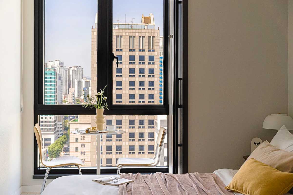 Hotel room with a view of the city at URBANSTAY SEOMYEON in Busan