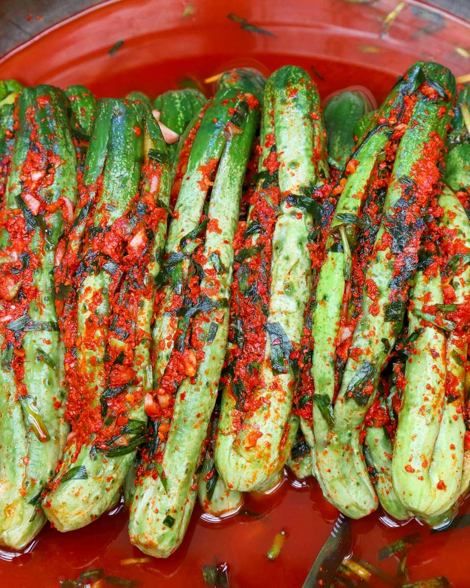 Kimchi-cucumbers-at-a market in Busan South Korea