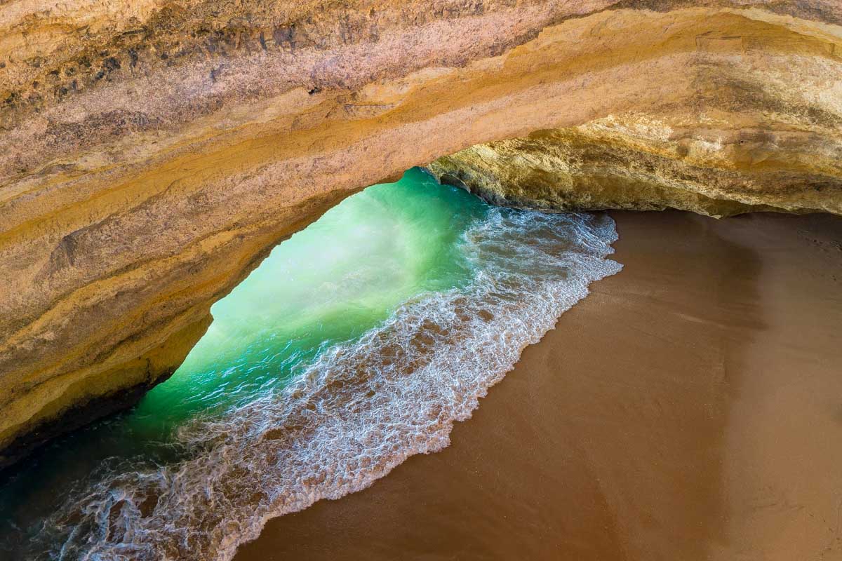 Looking into Benagil Cave on a tour from Faro Portugal