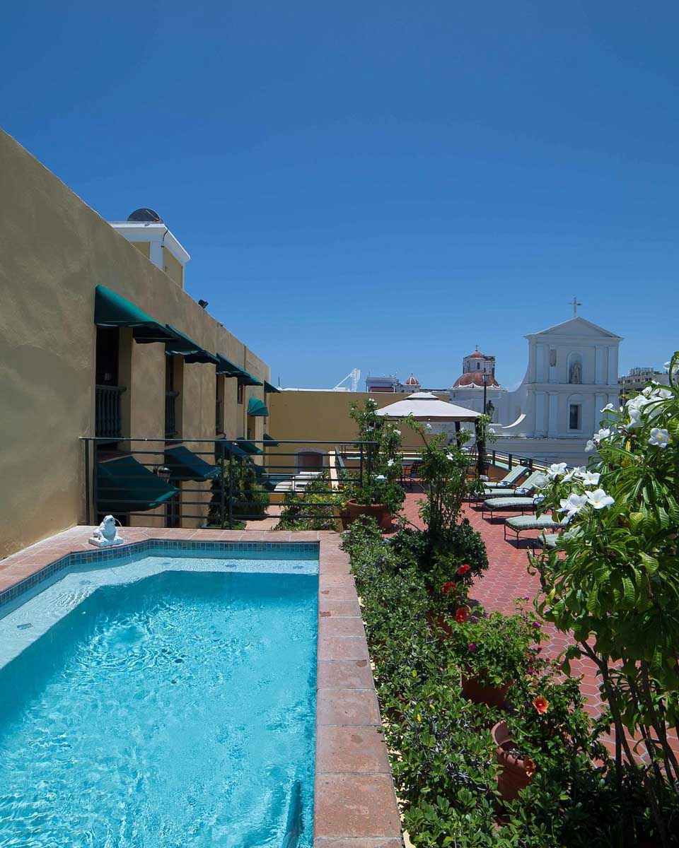Outdoor pool at the Hotel El Convento in San Juan