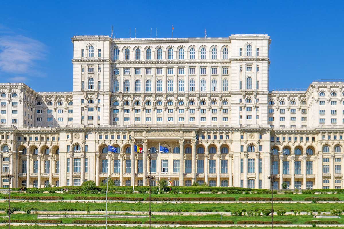 Palace of Parliament seen on a tuktuk tour in Bucharest Romania