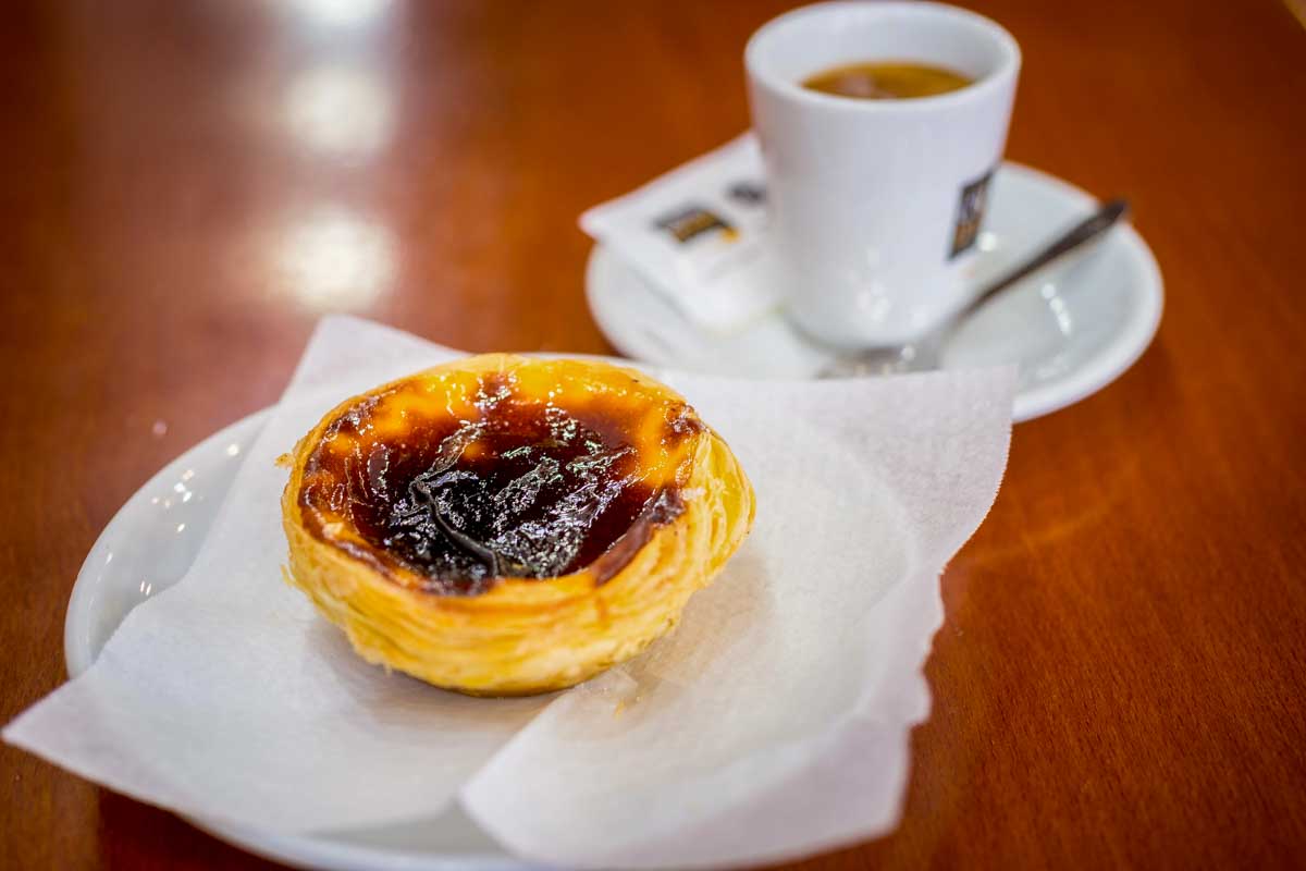 Pastel de Nata and coffee for breakfast in Faro Portugal