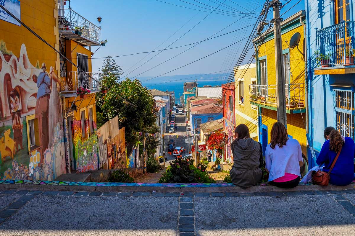 People in valparaiso chile on a tour from Santiago