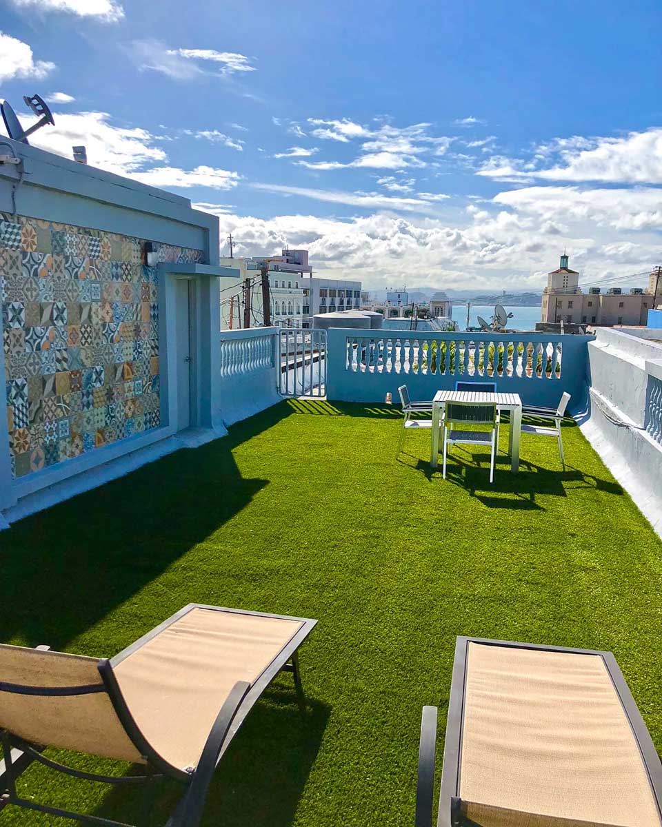 Rooftop terrace at Navona Studios in San Juan