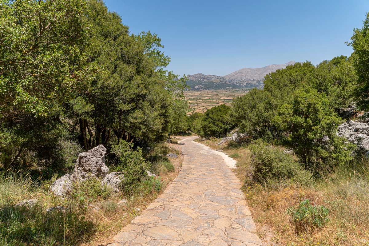The pathway to Dikteon Cave on a tour in Greece