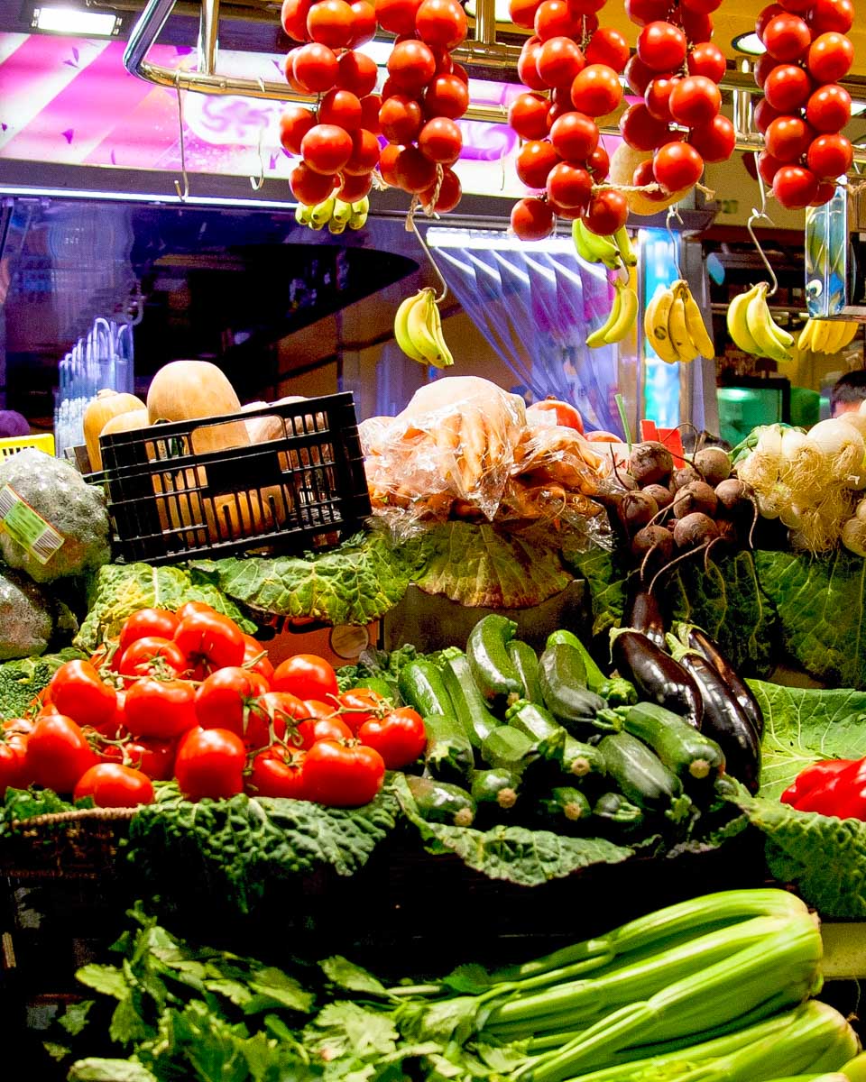 Vegetables for sale at a market in Spain
