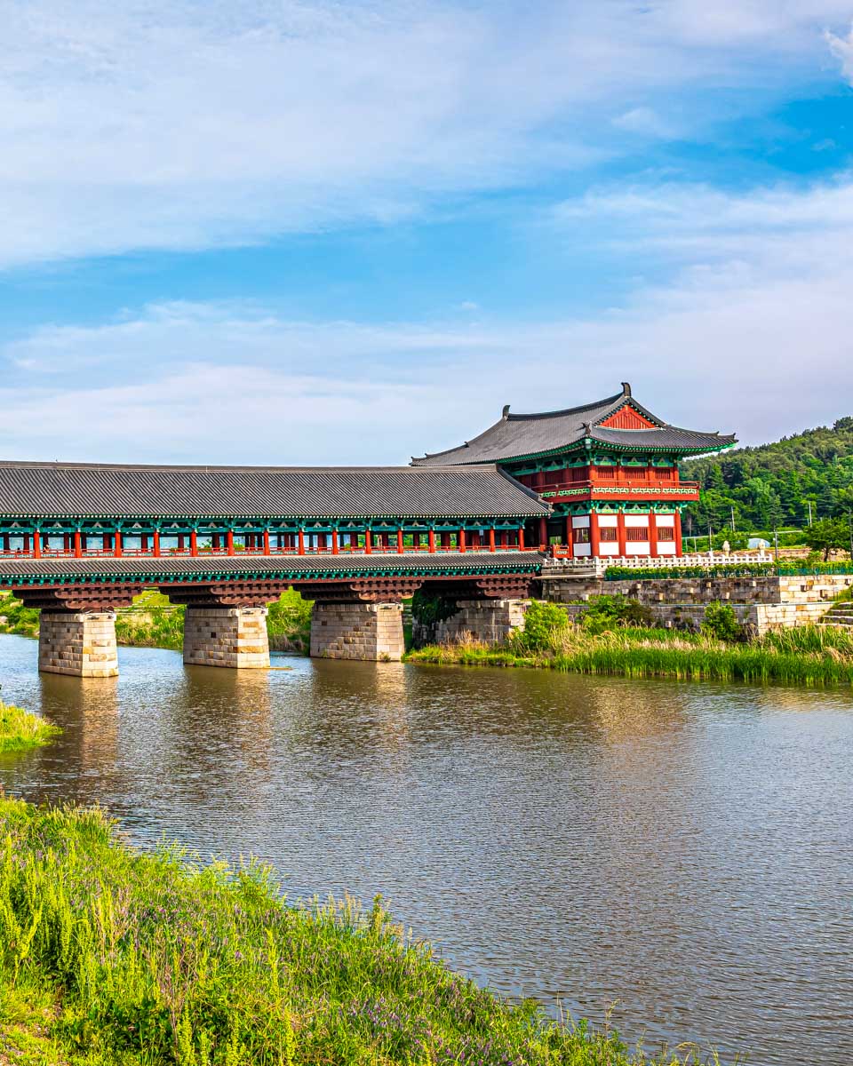 View at the Woljeonggyo bridge in the streets of Gyeongju on a tour from Busan South Korea