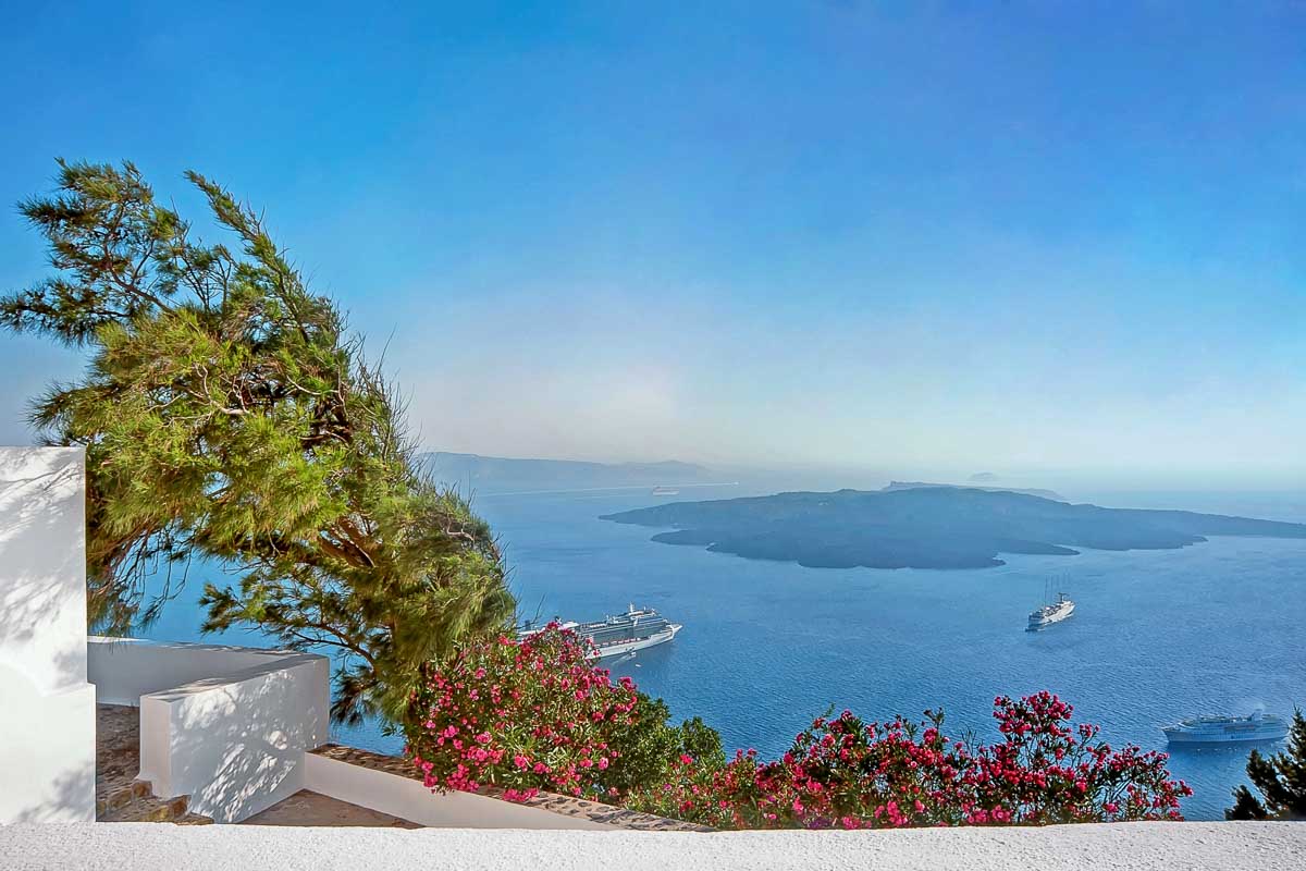 View from a winery in Santorini Greece