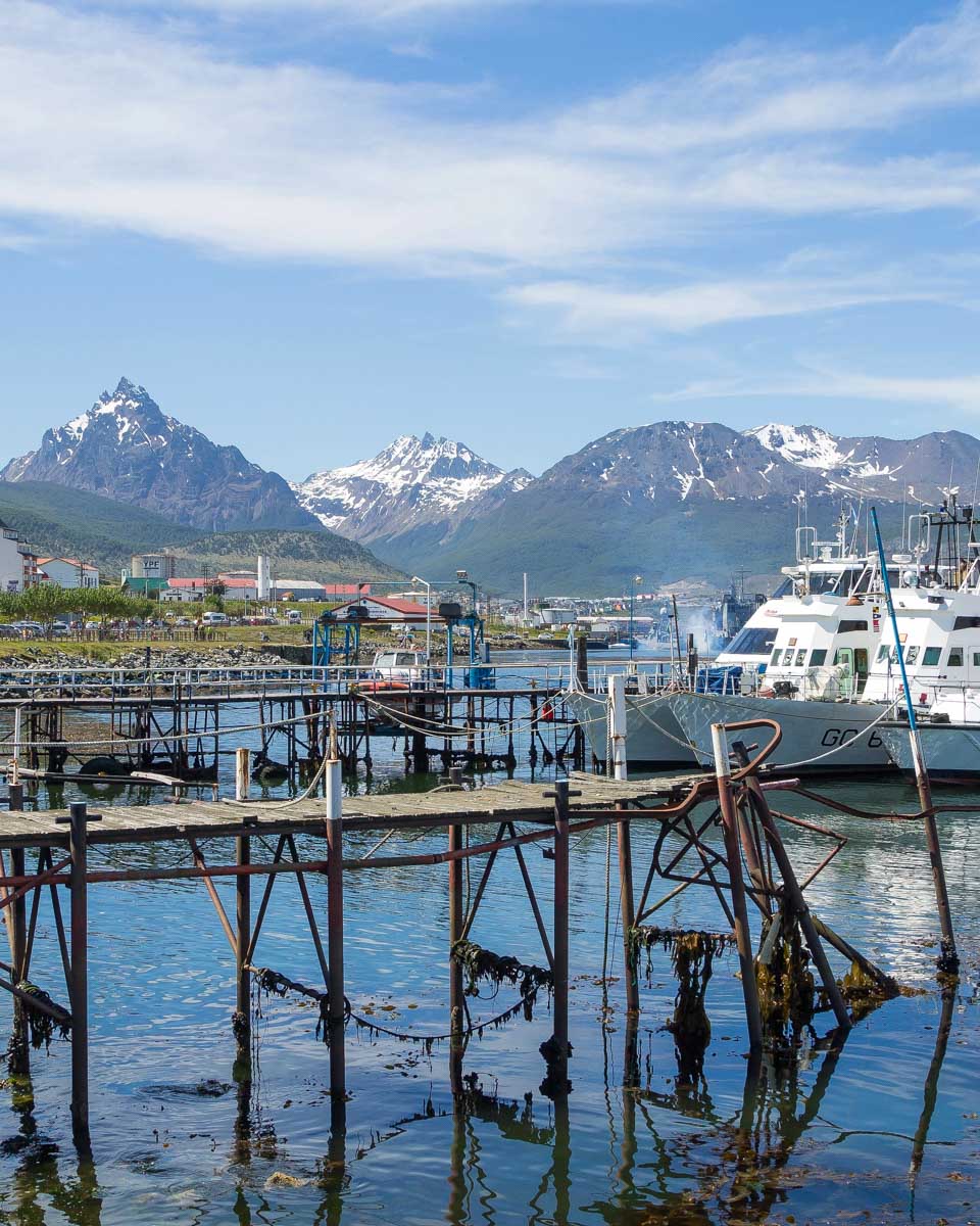 A pier and boats in Ushuaia Argentina