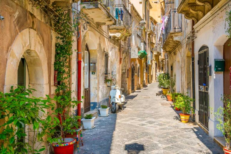 A street in Ortigia, Siracusa Sicily Italy