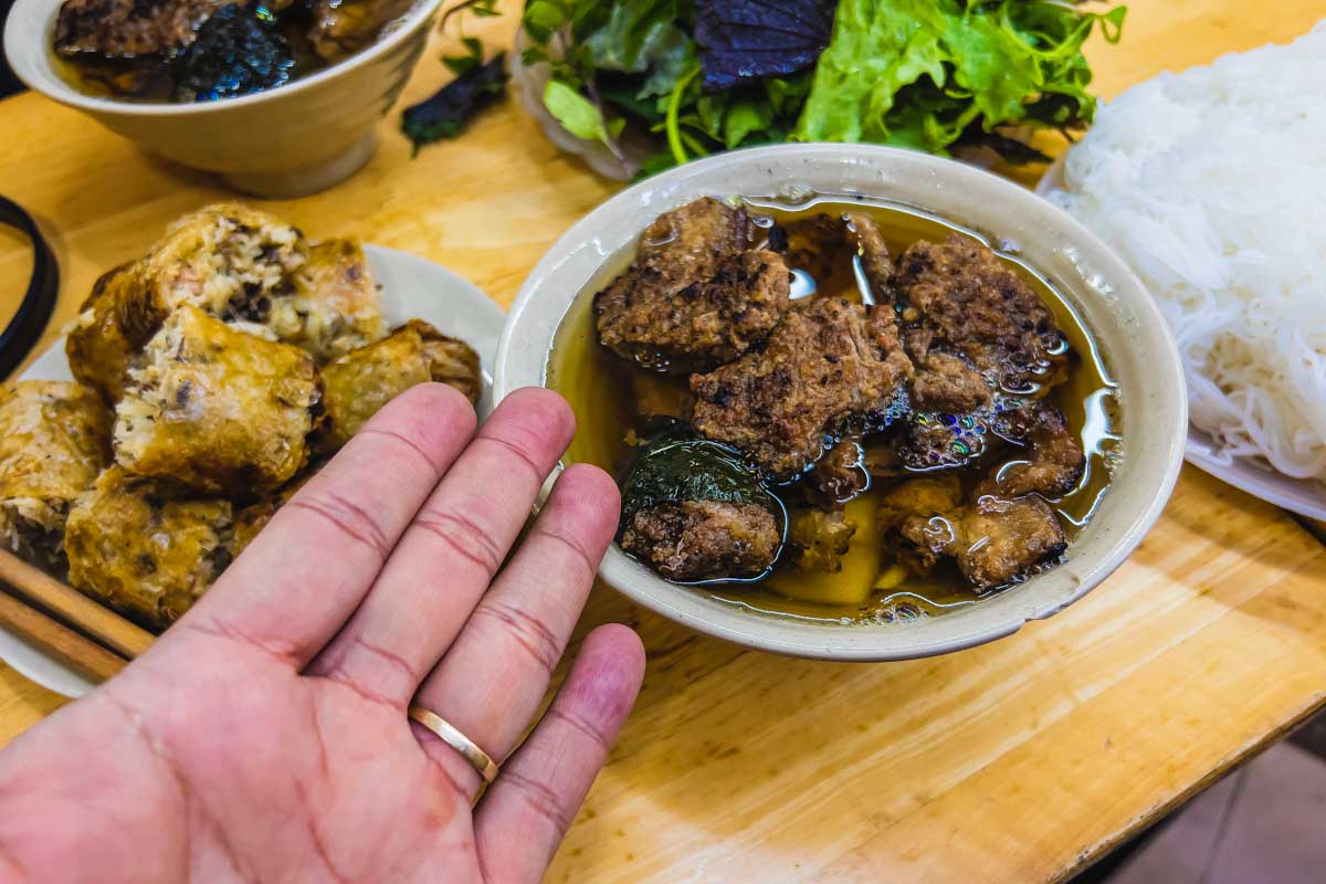 Bun Cha eaten in Hanoi Vietnam