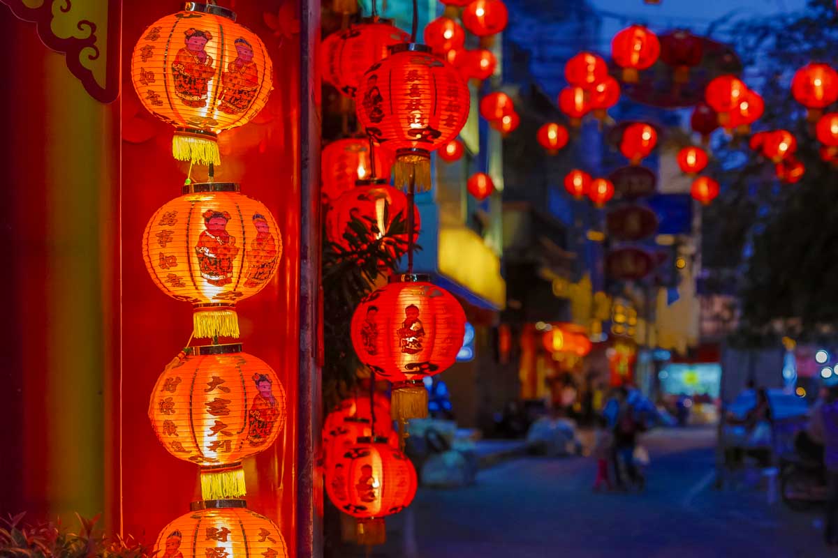 Chinatown at night in Kuala Lumpur Malaysia