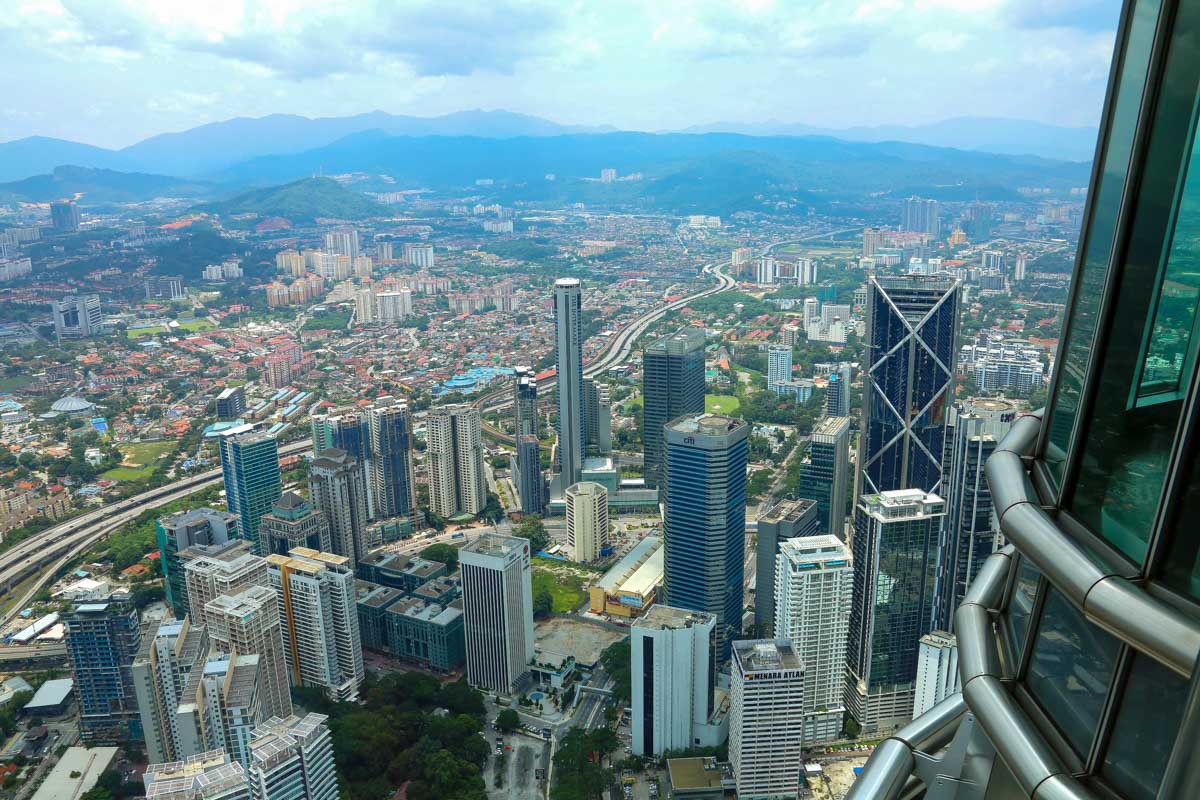 City view from the top floor of Petronas Twin Towers, Kuala Lumpur Malaysia